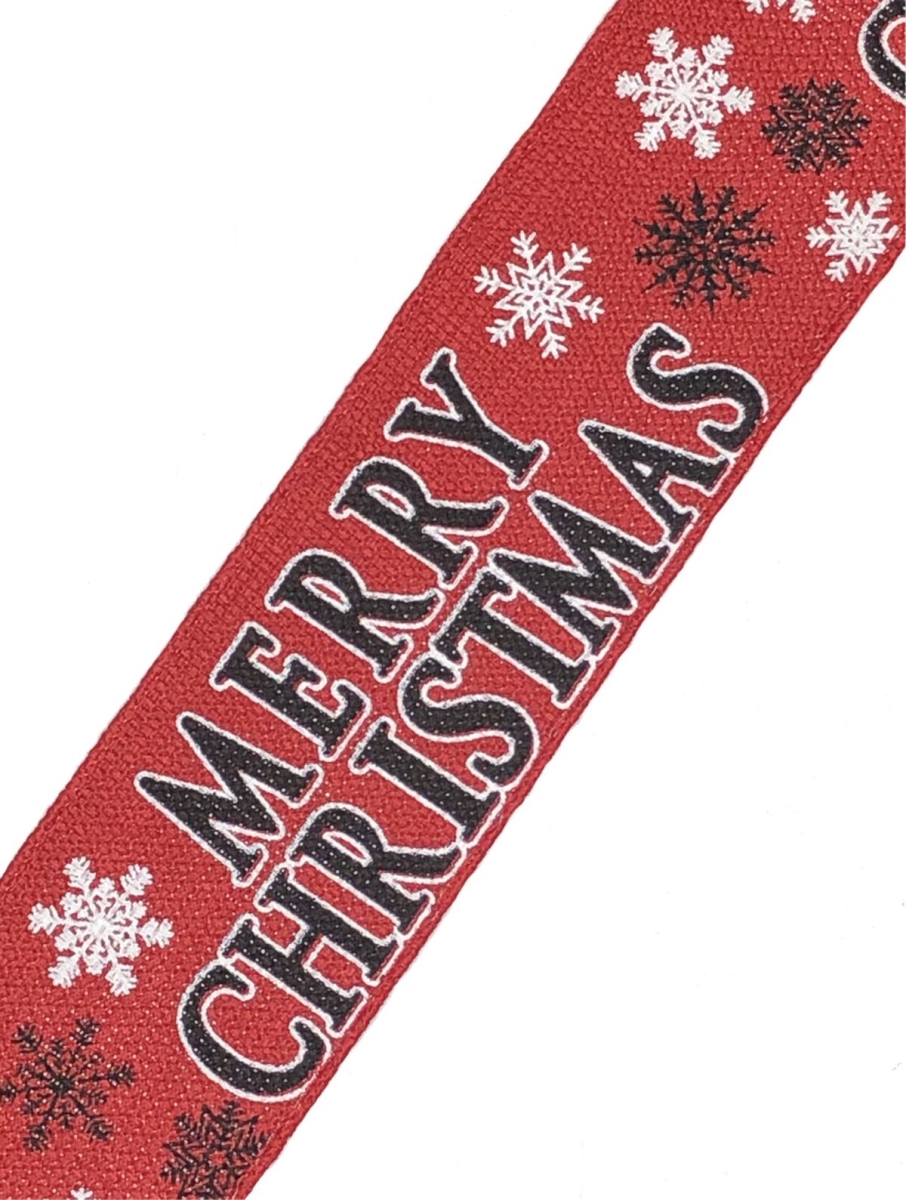 Picture of Mr. MJs VL-R-A2841-RED 2.5 in. x 10 Yards Red with Black Merry Christmas & Snowflake Pattern Ribbon