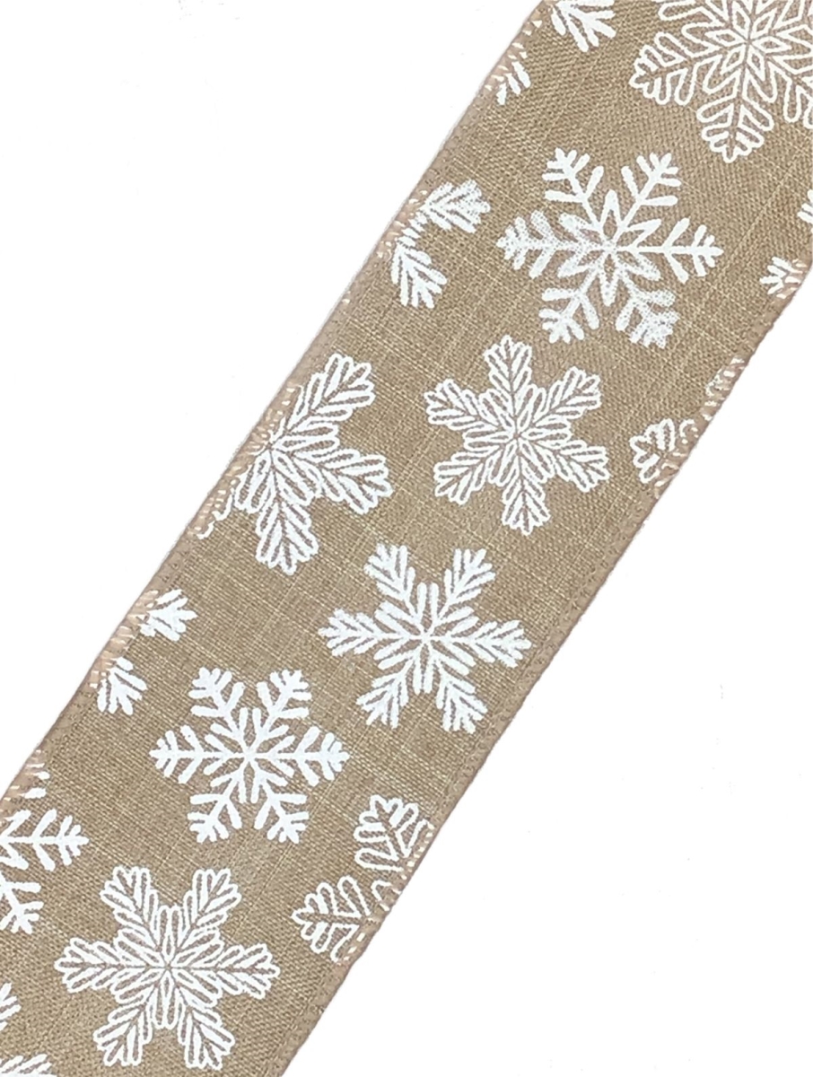 Picture of Mr. MJs VL-R-A2844-NAT 2.5 in. x 10 Yards Snowflake Patterns Ribbon&#44; Brown & White