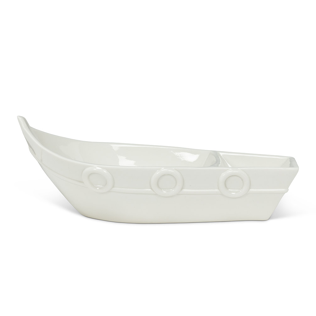 Picture of Abbott Collections AB-27-TAHITI-0220 10 in. Divided Boat Dish&#44; White - Large