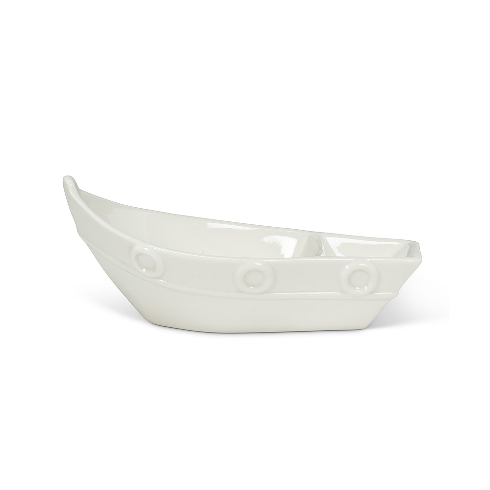 Picture of Abbott Collections AB-27-TAHITI-0221 8 in. Divided Boat Dish&#44; White - Medium