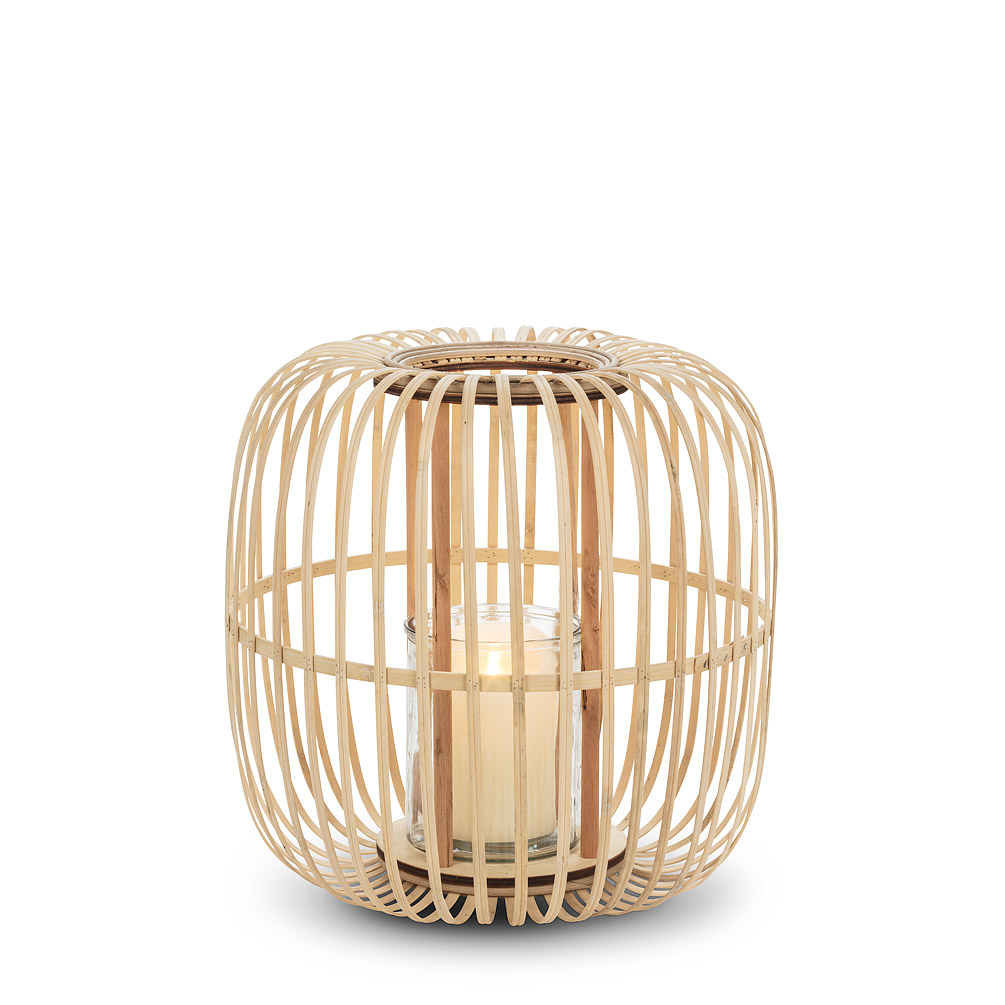 Picture of Abbott Collections AB-27-COSTA-403 15 in. Oval Ribbed Candle Lantern&#44; Natural