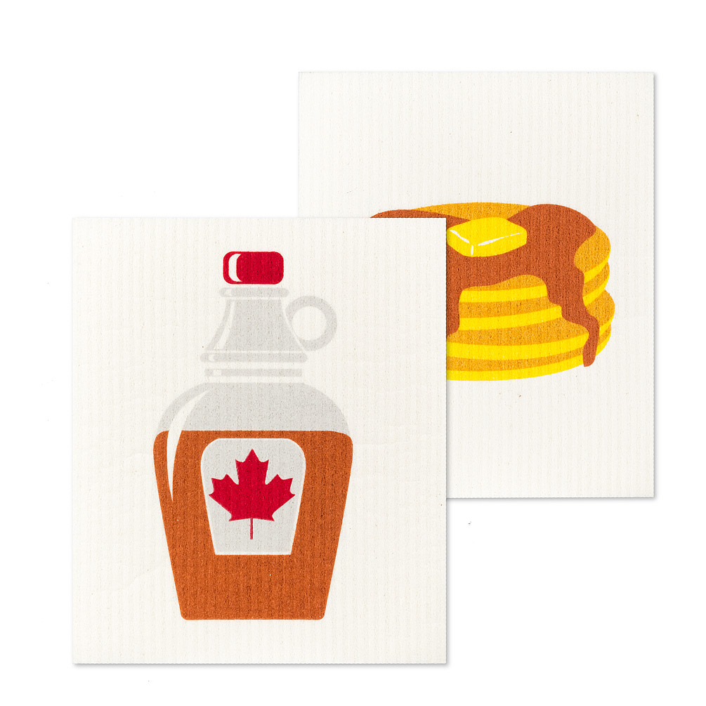 Picture of Abbott Collections AB-84-ASD-AB-92 6.5 x 8 in. Pancakes & Syrup Dishcloths&#44; Ivory & Brown - Set of 2