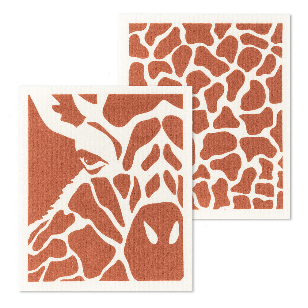 Picture of Abbott Collections AB-84-ASD-AB-94 6.5 x 8 in. Giraffe Face & Pattern Dishcloths&#44; Ivory & Brown - Set of 2