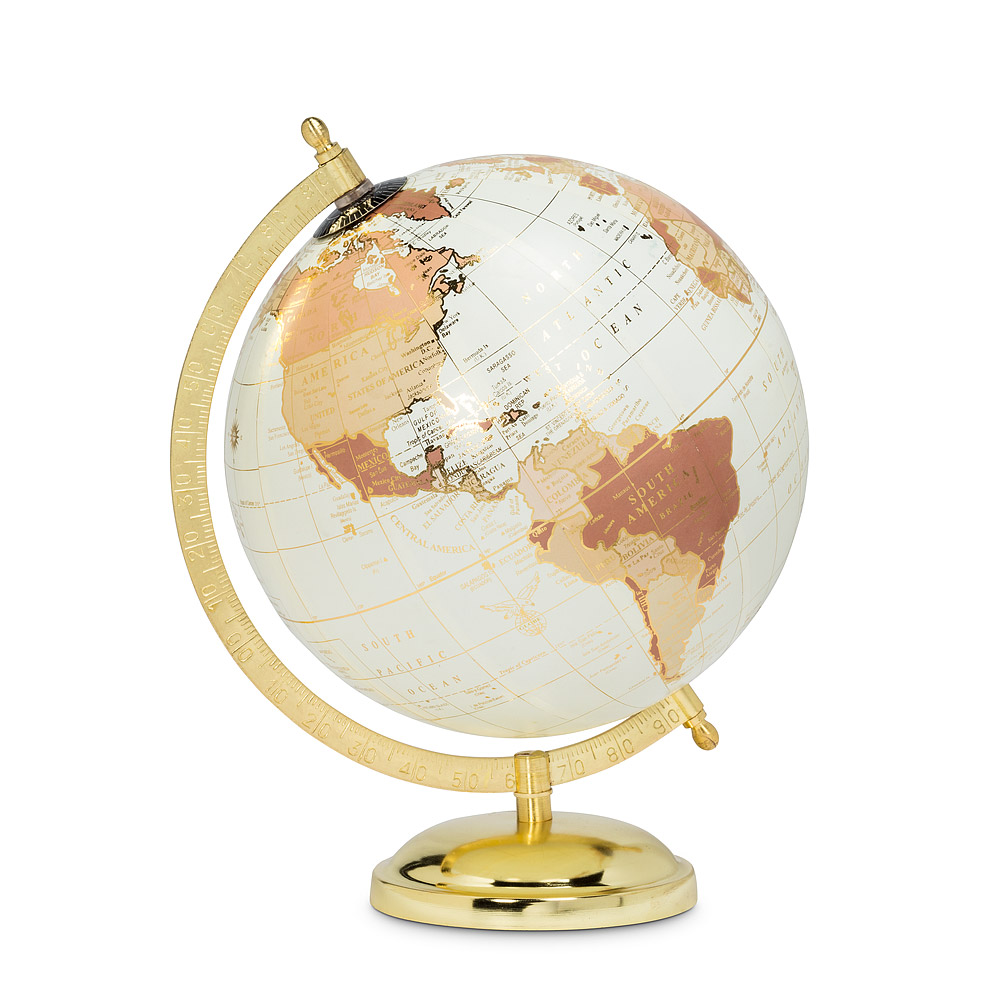 Picture of Abbott Collections AB-57-LATITUDE-16 8 in. Globe on Stand&#44; Ivory & Peach
