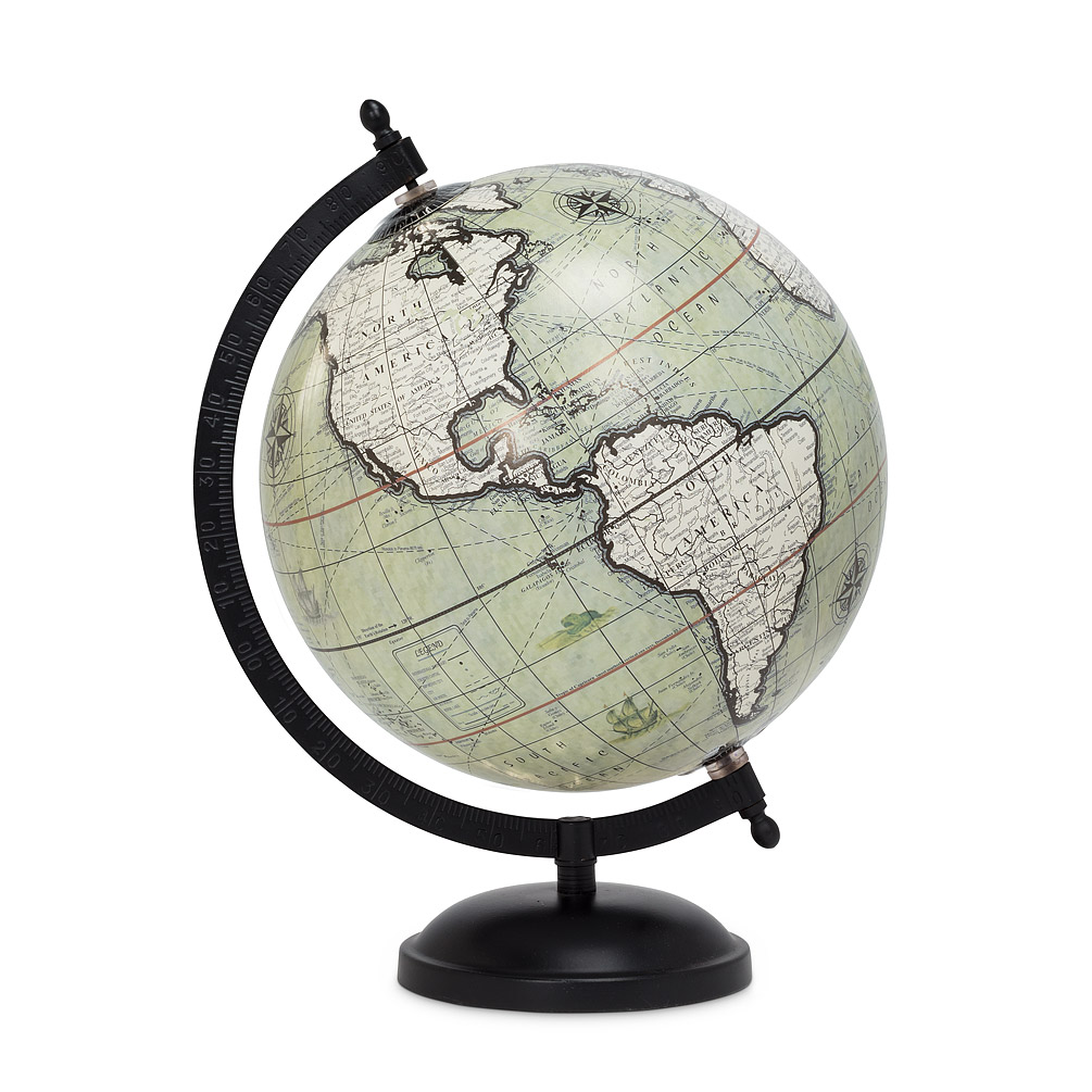 Picture of Abbott Collections AB-57-LATITUDE-17 8 in. Globe on Stand&#44; Grey & Black