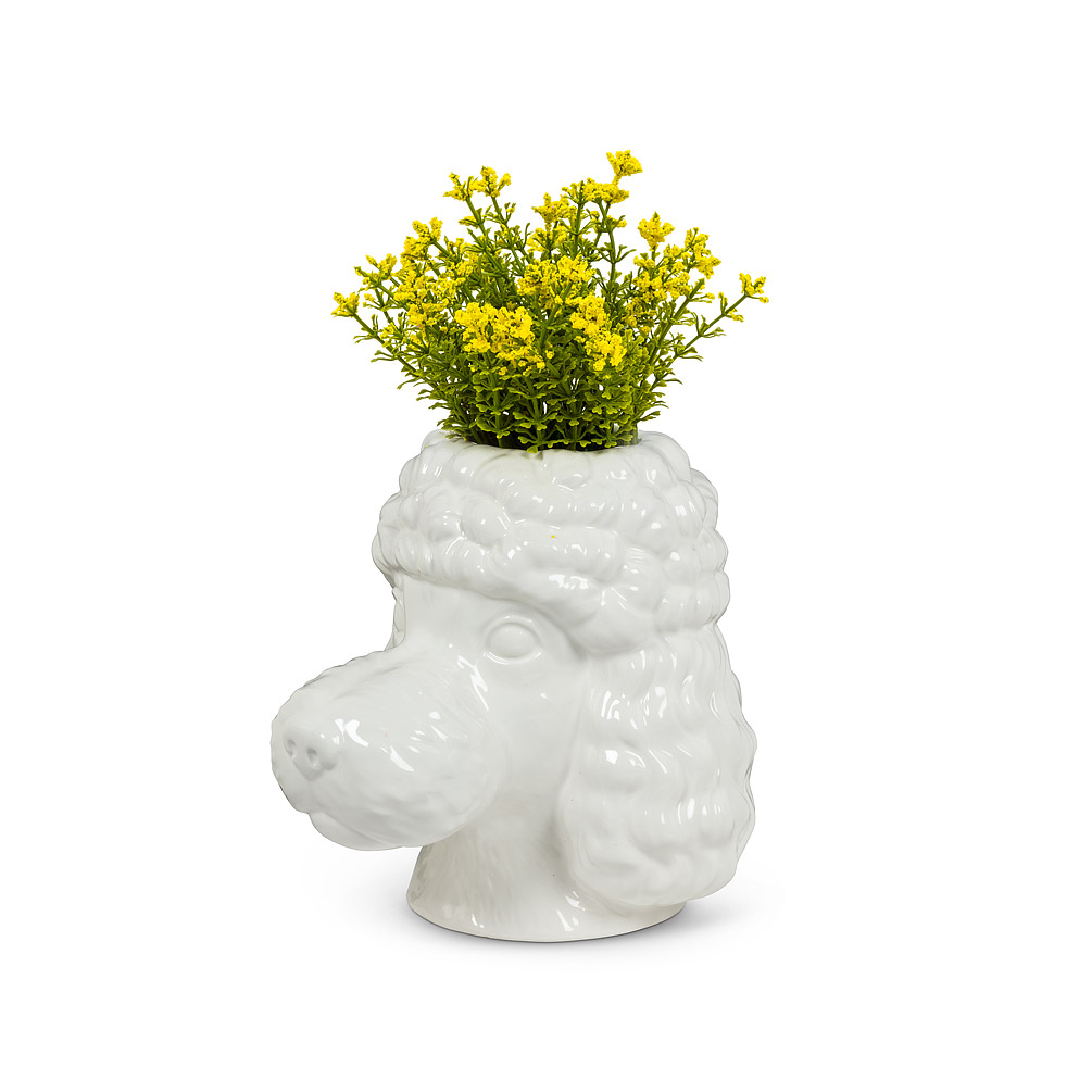 Picture of Abbott Collections AB-27-MBF-702 7 in. Poodle Dog Head Vase&#44; White