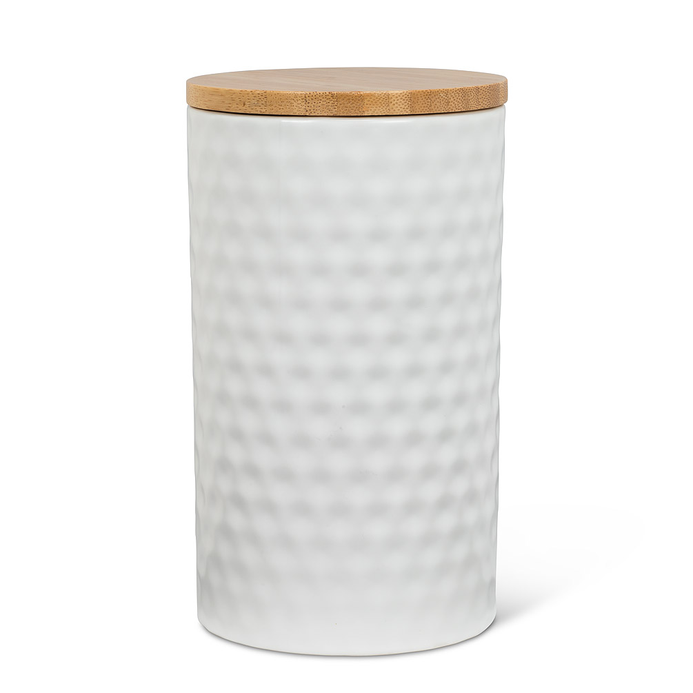 Picture of Abbott Collections AB-27-HEX-LG-WHT 7 in. Hexagon Textured Canister&#44; White - Large