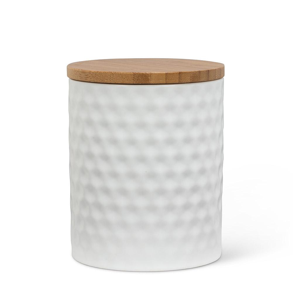 Picture of Abbott Collections AB-27-HEX-MD-WHT 5 in. Hexagon Textured Canister&#44; White - Medium