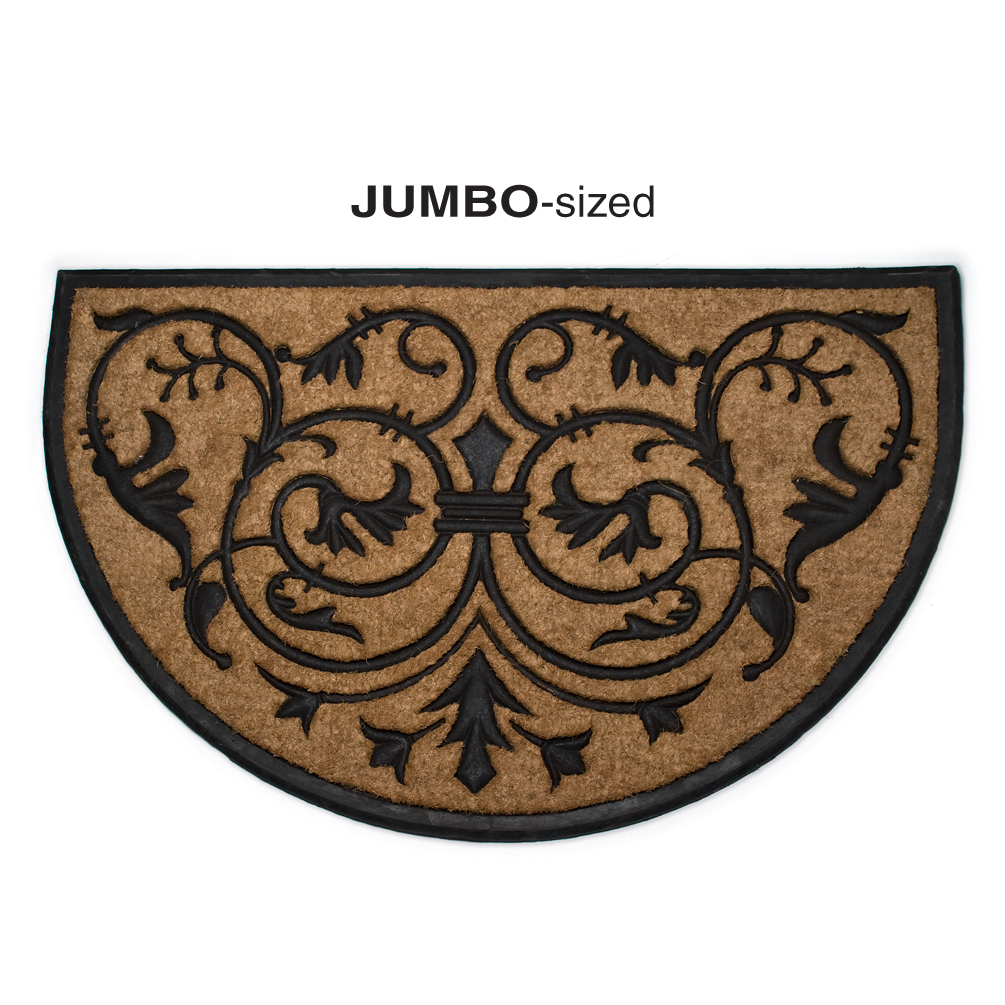 Picture of Abbott Collections AB-35-RFW-1359 30 x 48 in. Jumbo Half Round Scroll Doormat&#44; Natural & Black