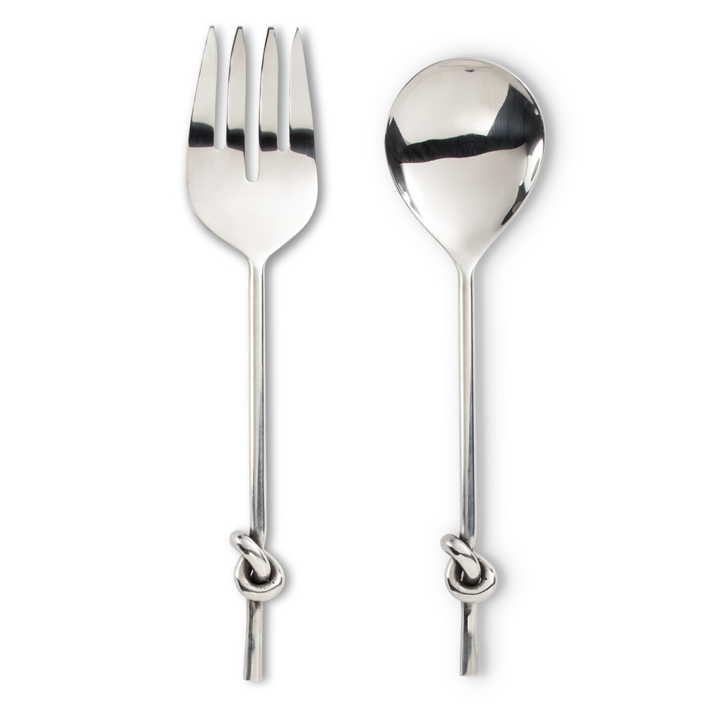 Picture of Abbott Collections AB-36-KNOT-SALAD 10.5 in. Salad Servers with Knot Handle&#44; Stainless Steel