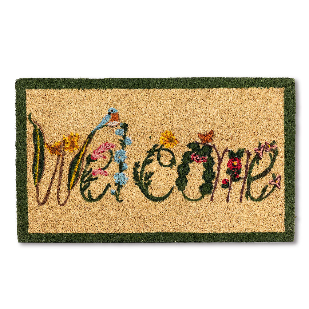 Picture of Abbott Collections AB-35-PFW-GA-508 18 x 30 in. Garden Welcome Doormat&#44; Natural & Green