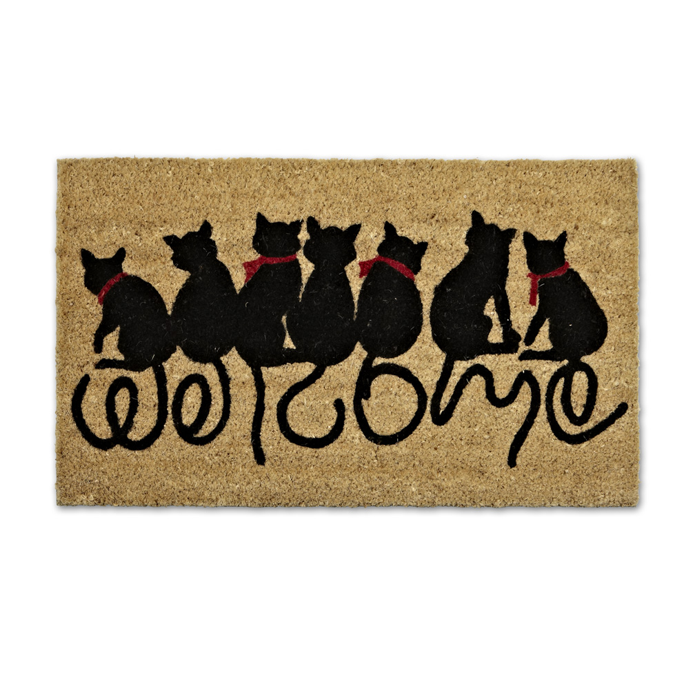 Picture of Abbott Collections AB-35-PFW-AN-1357 18 x 30 in. Cat Tail Welcome Doormat&#44; Natural & Black