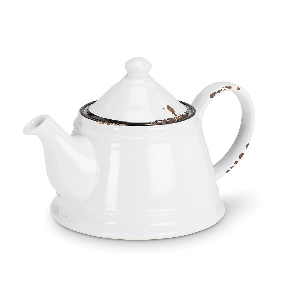 Picture of Abbott Collections AB-27-ENAMEL-POT-WHT 9 in. Enamel Look Teapot&#44; White