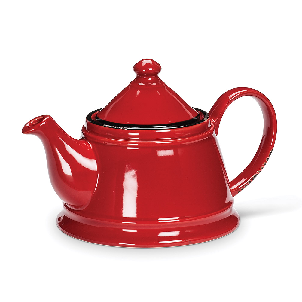 Picture of Abbott Collections AB-27-ENAMEL-POT-RED 9 in. Enamel Look Teapot, Red