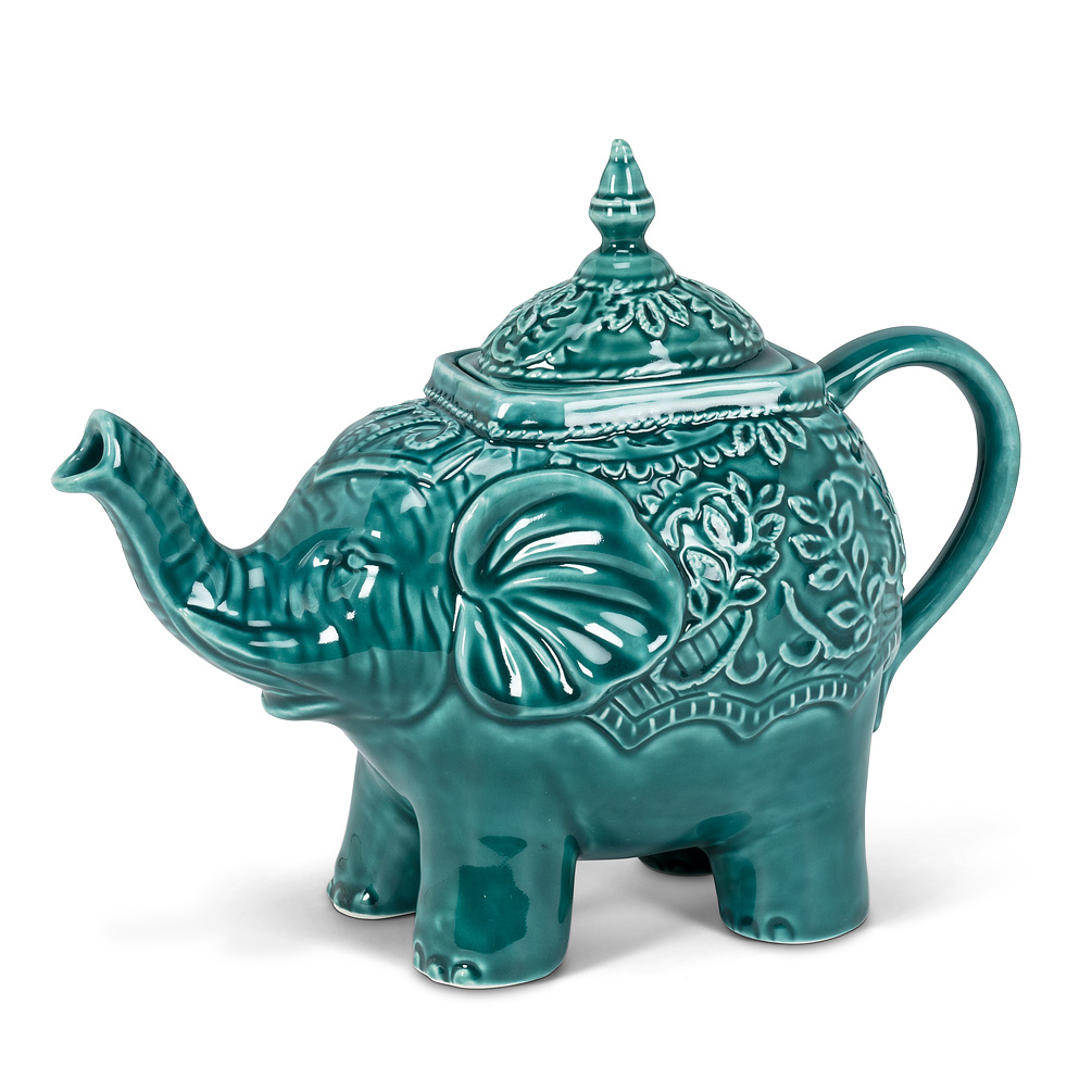 Picture of Abbott Collections AB-27-MAHOUT-TEAL 10 in. Ornate Elephant Teapot&#44; Teal