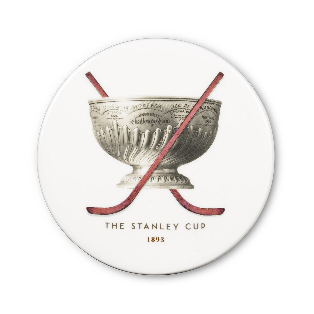 Picture of Abbott Collections AB-1327-STANLEY-CSTR 4 in. Stanley Cup Coasters&#44; White & Grey - Set of 4
