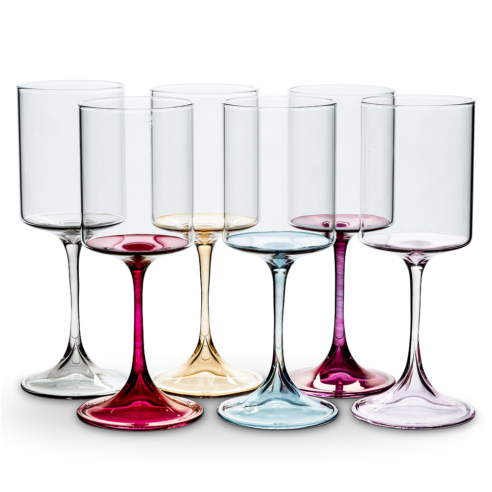 Picture of Abbott Collections AB-27-TINT-GOB 9.5 in. Slender Wine Glasses, Assorted Color - Set of 6