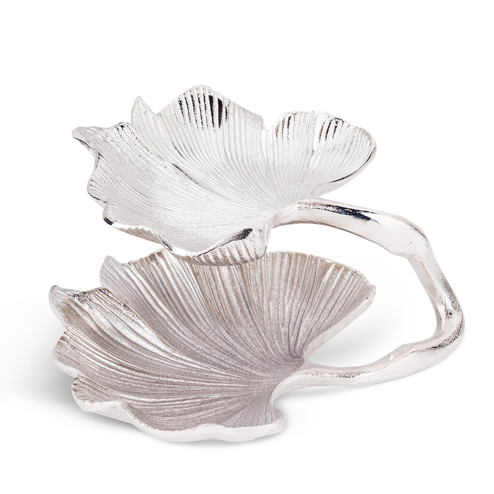 Picture of Abbott Collections AB-30-GINGKO-461 9 in. Two Tier Gingko Leaf Plate&#44; Nickelplated - Small