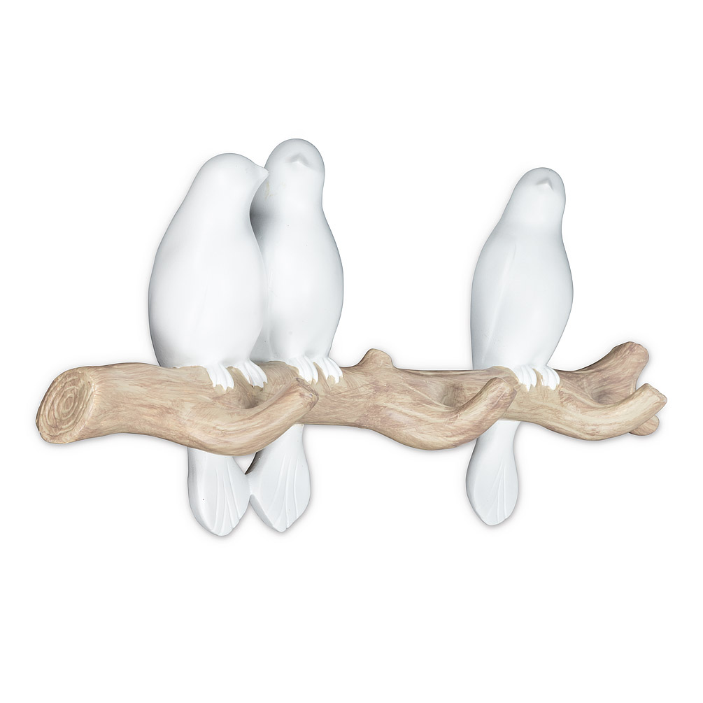 Picture of Abbott Collections AB-27-HEARSAY 13.5 in. Triple Bird on Branch Hook&#44; White & Brown