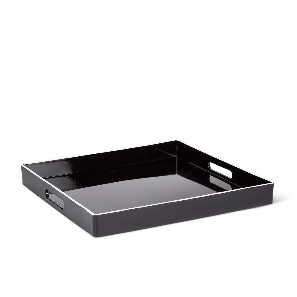 Picture of Abbott Collections AB-27-GLOSS-SQ-04 14.75 in. Glossy Square Tray&#44; Black & White