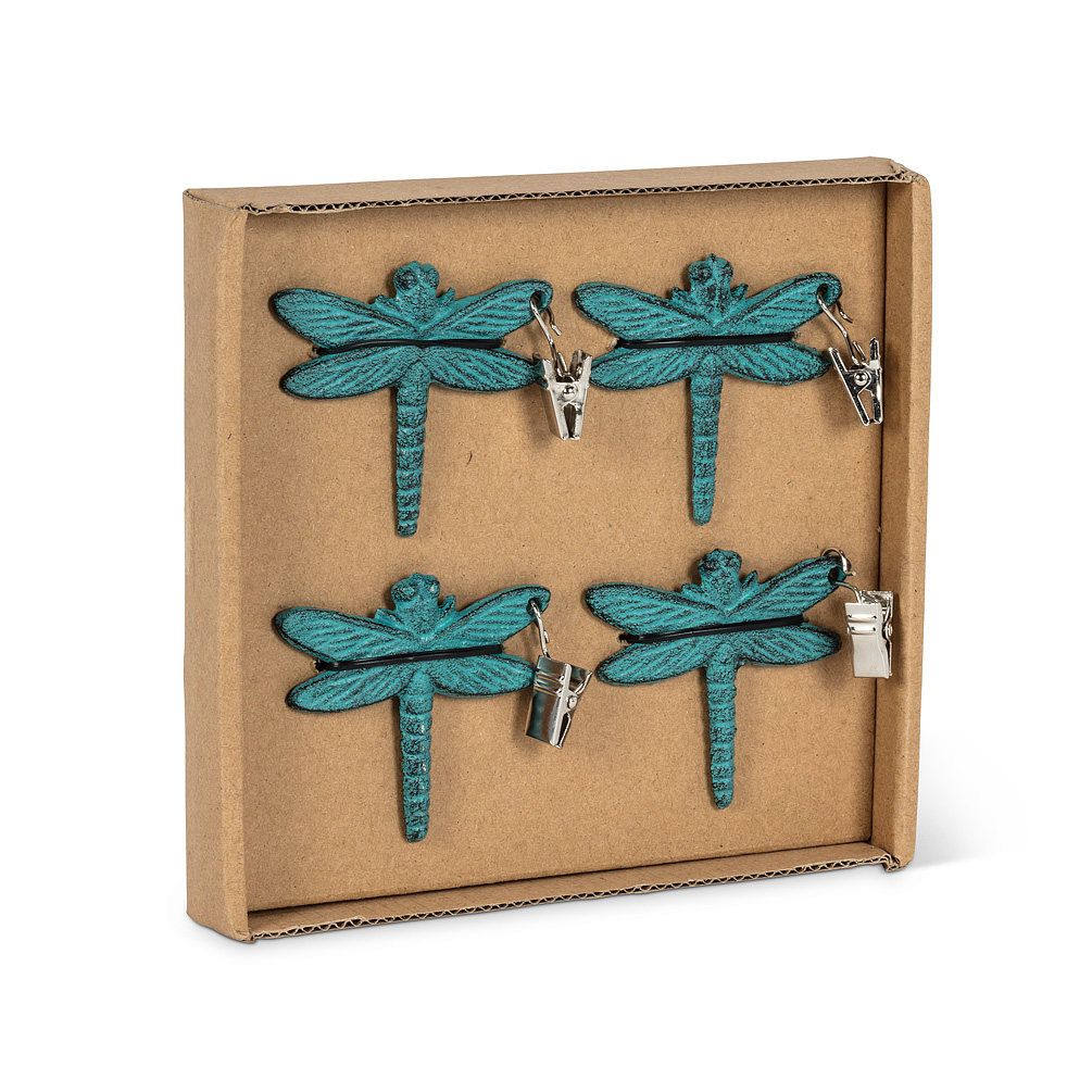 Picture of Abbott Collections AB-27-IRONAGE-378 2 in. Dragonfly Tablecloth Weights&#44; Turquoise - Set of 4