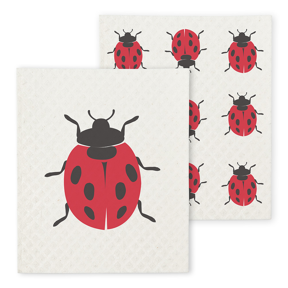 Picture of Abbott Collections AB-1284-ASD-BUG-01 6.5 x 8 in. Ladybug Dishcloths&#44; Ivory & Red - Set of 2