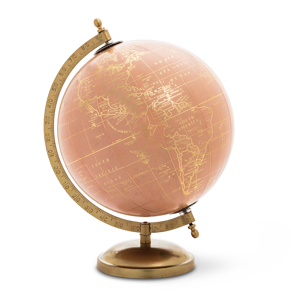 Picture of Abbott Collections AB-57-LATITUDE-01 8 in. Globe on Stand&#44; Pink & Gold