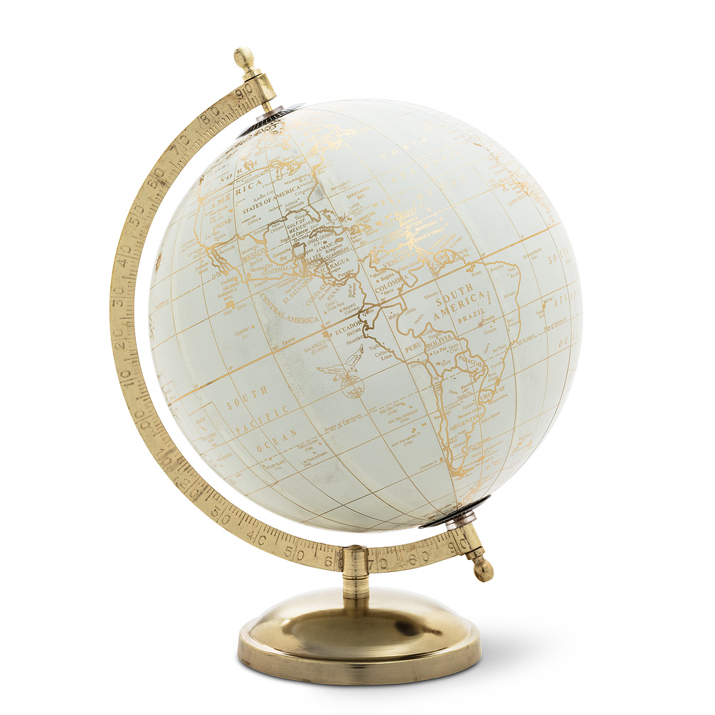Picture of Abbott Collections AB-57-LATITUDE-02 8 in. Globe on Stand&#44; Ivory & Gold