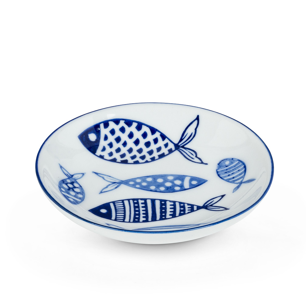 Picture of Abbott Collections AB-27-BLUEFISH-032 4 in. Fish Trinket Holder&#44; Blue & White