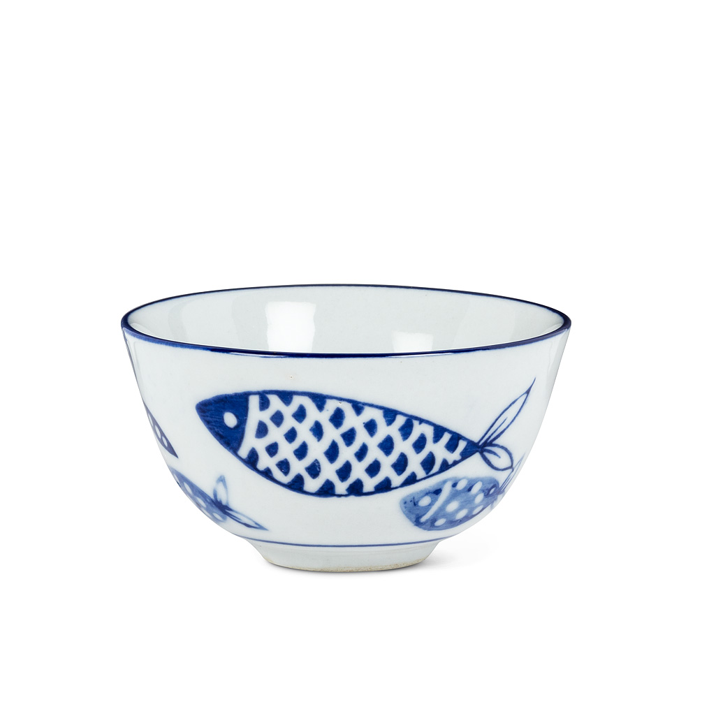 Picture of Abbott Collections AB-27-BLUEFISH-198 3 in. Fish Dip Or Sauce Bowl&#44; Blue & White - Set of 2