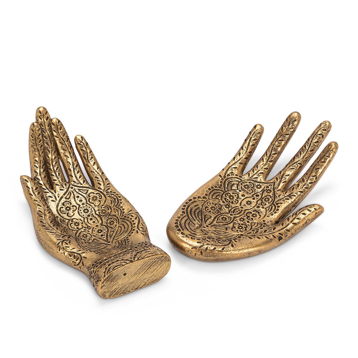 Picture of Abbott Collections AB-27-MANTRA 6 in. Engraved Hand Dish, Gold - Set of 2