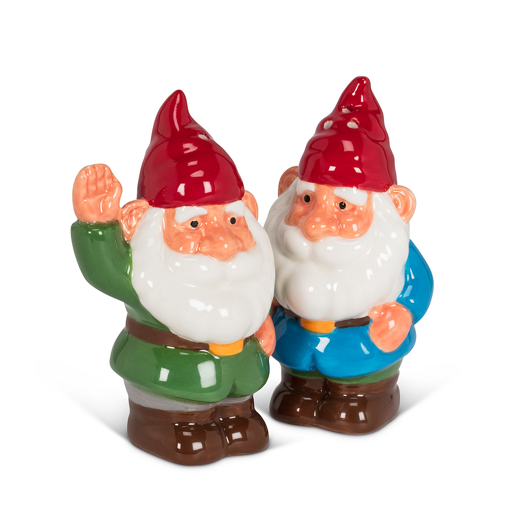 Picture of Abbott Collections AB-27-KITSCH-095 3.5 in. Garden Gnomes Salt & Pepper&#44; Green & Blue