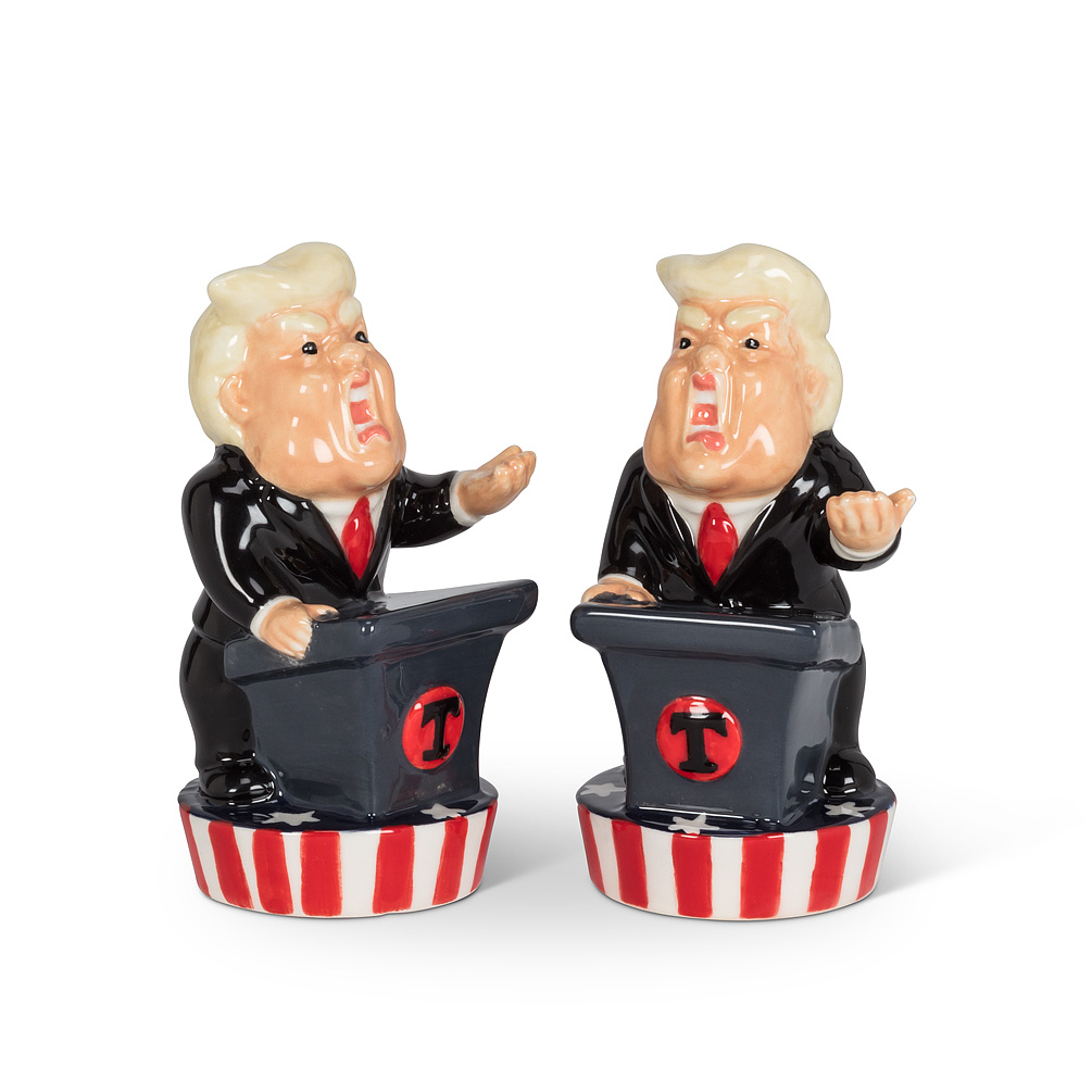 Picture of Abbott Collections AB-27-KITSCH-052 4 in. Blond Politician Salt & Pepper&#44; Black & Navy