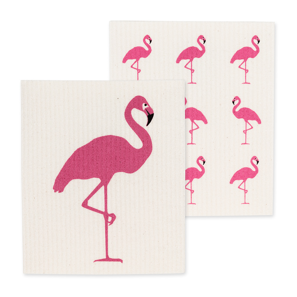Picture of Abbott Collections AB-84-ASD-AB-09 6.5 x 8 in. Flamingo Dishcloths&#44; Ivory & Pink - Set of 2