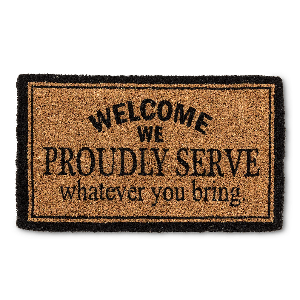 Picture of Abbott Collections AB-35-FWD-GE-8428 18 x 30 in. We Proudly Serve Doormat&#44; Natural