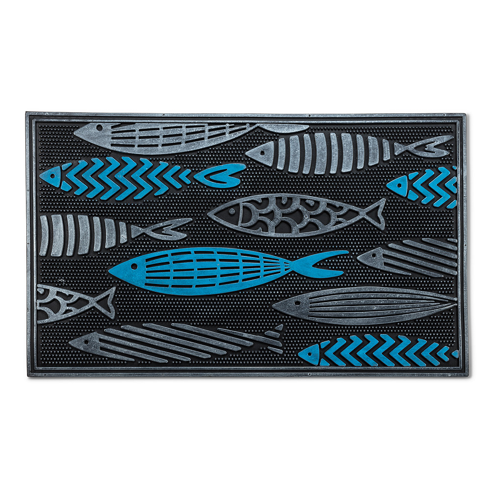 Picture of Abbott Collections AB-35-RUBBER-6316 18 x 30 in. Fish School Doormat&#44; Black & Blue