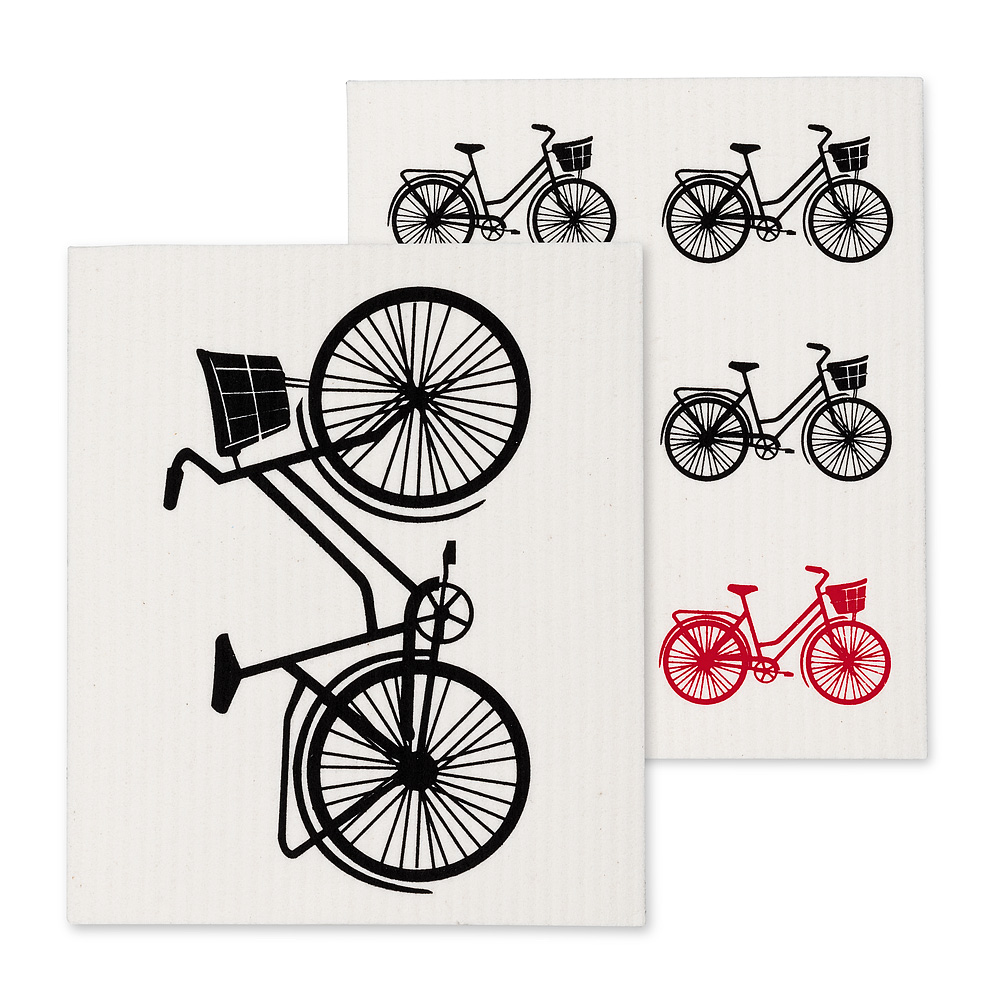 Picture of Abbott Collections AB-84-ASD-AB-15 6.5 x 8 in. Bicycle Dishcloths&#44; Ivory & Black - Set of 2