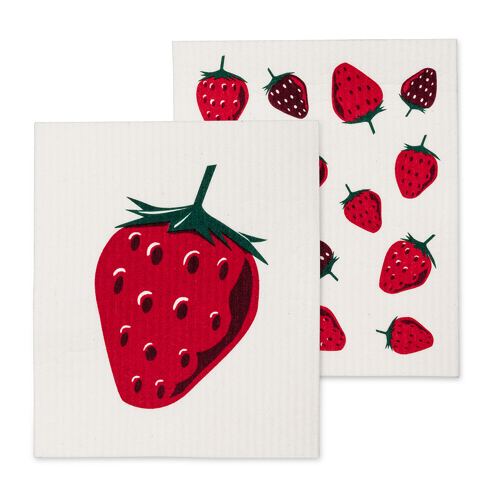 Picture of Abbott Collections AB-1284-ASD-BERRY-01 6.5 x 8 in. Strawberry Dishcloths&#44; Ivory & Red - Set of 2