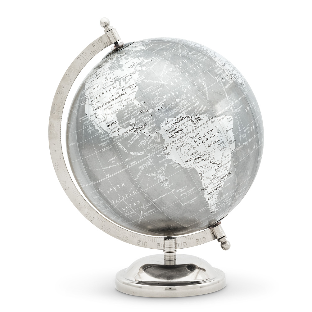Picture of Abbott Collections AB-57-LATITUDE-12 8 in. Globe on Stand&#44; Grey & Silver