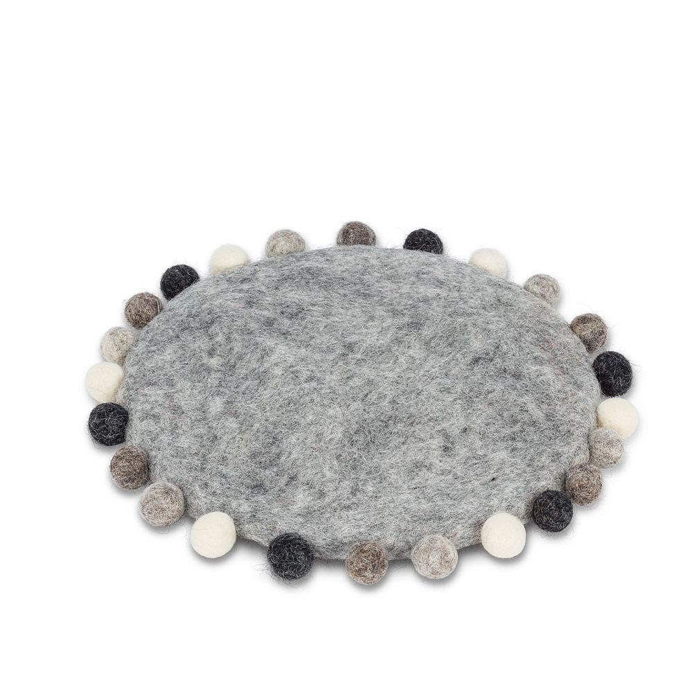 Picture of Abbott Collections AB-28-NEPAL-44-GRY 9.5 in. Pompom Edge Trivet&#44; Greys