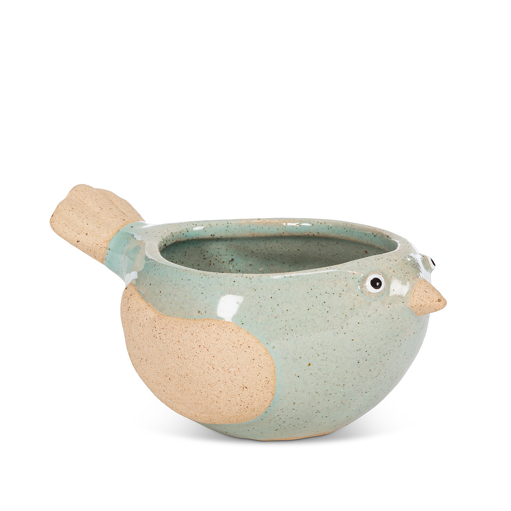 5 in. Bird Planter, Light Blue