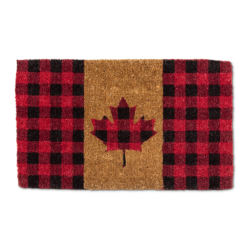 Picture of Abbott Collections AB-35-FWD-CH-1780 18 x 30 in. Check Maple Leaf Doormat&#44; Natural & Red