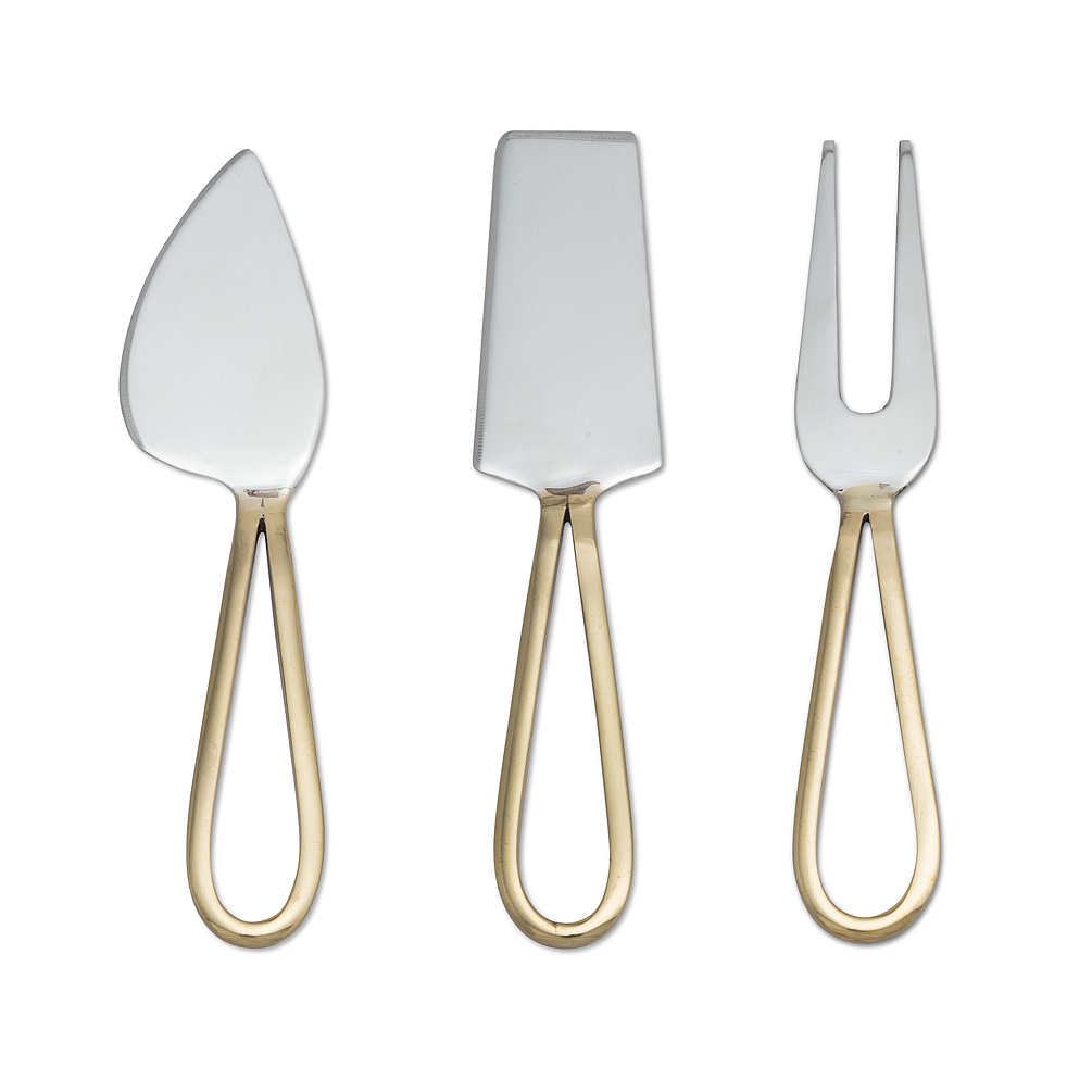 Picture of Abbott Collections AB-36-LOOP-CHEESE 6 in. Loop Handle Cheese Tools&#44; Brass & Stainless Steel - Set of 3