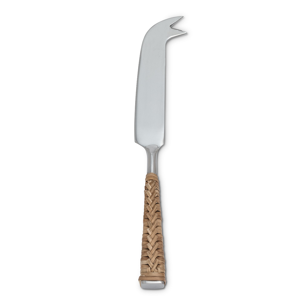 Picture of Abbott Collections AB-36-RATTAN-KNIFE Rattan Handle Cheese Knife&#44; Silver & Natural