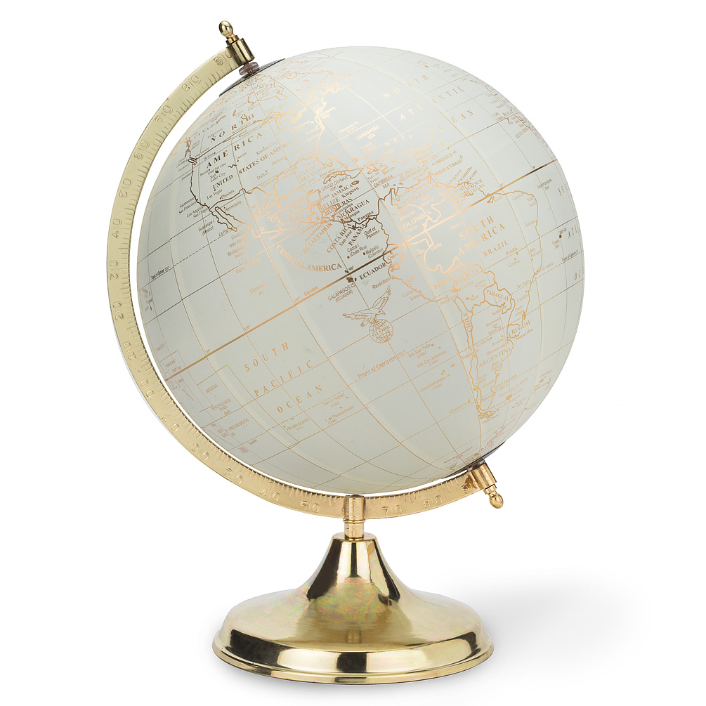 Picture of Abbott Collections AB-57-LATITUDE-02-LG 12 in. Globe on Stand&#44; Ivory & Gold - Large