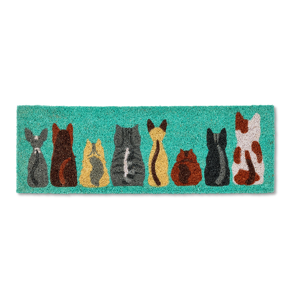 Picture of Abbott Collections AB-35-PFW-AN-2220 10 x 30 in. Row of Cats Doormat, Turquoise - Small