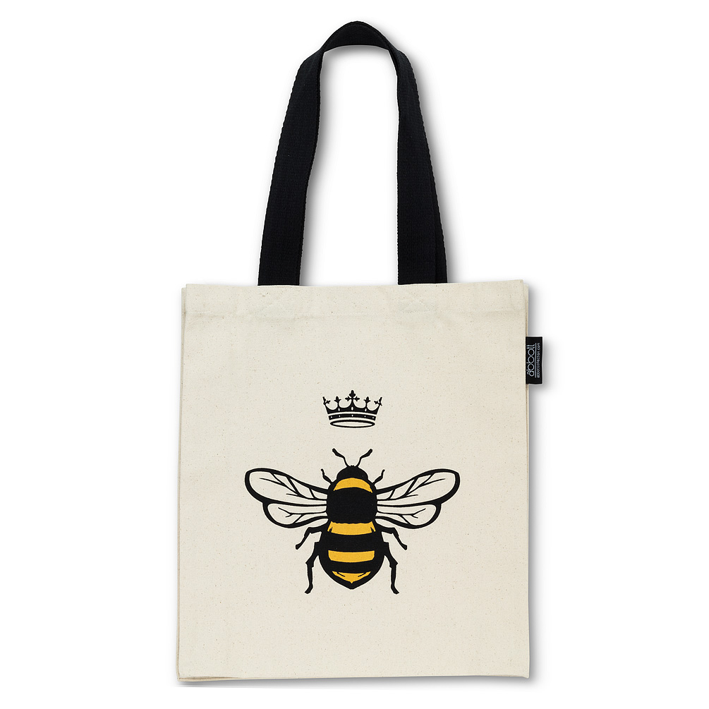 Picture of Abbott Collections AB-56-TB-AB-02 15 x 16 in. Bee with Crown Tote Bag&#44; Natural & Black