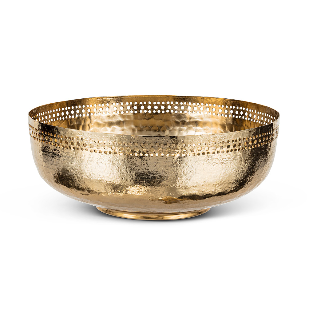 Picture of Abbott Collections AB-30-POLKA-930 12 in. Dot Shallow Bowl&#44; Goldplated - Small