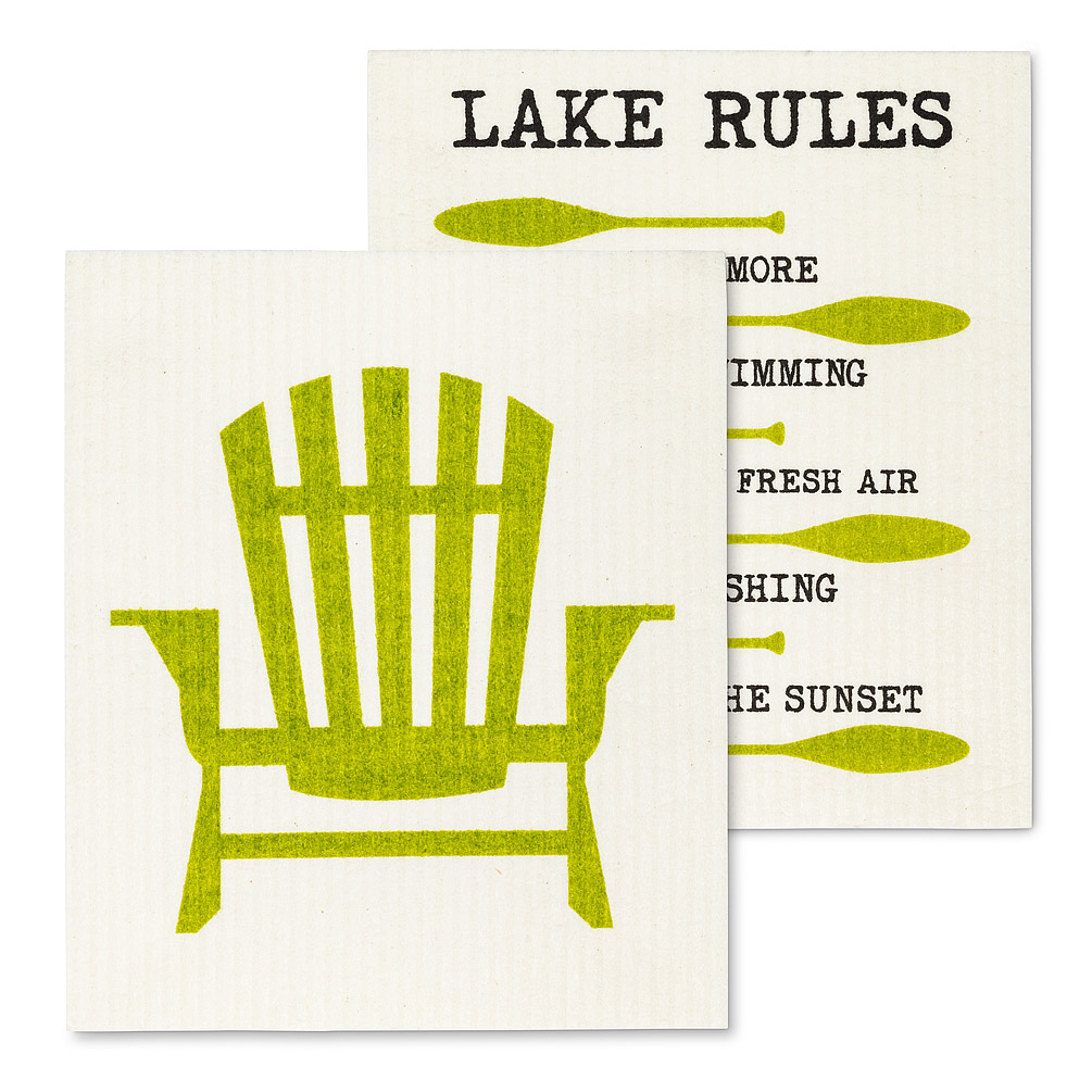 Picture of Abbott Collections AB-1284-ASD-CHAIR-02 6.5 x 8 in. Chair & Rules Dishcloths&#44; Ivory & Green - Set of 2