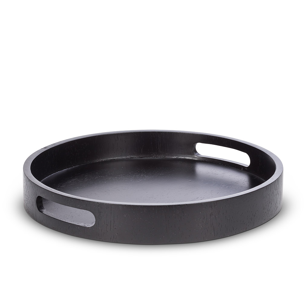 Picture of Abbott Collections AB-75-SIAM-17 13 in. Round Tray with Handles&#44; Black